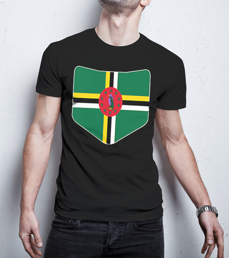 Dominica Flag With Printed Dominic Emblem T-Shirt