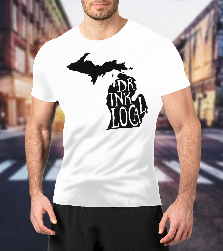 Drink Local Michigan State Outline Craft T-Shirt
