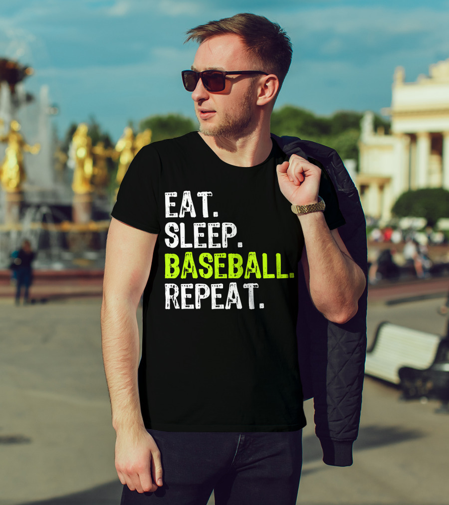 Eat Sleep Baseball Repeat Funny Cool Player Coach T-Shirt
