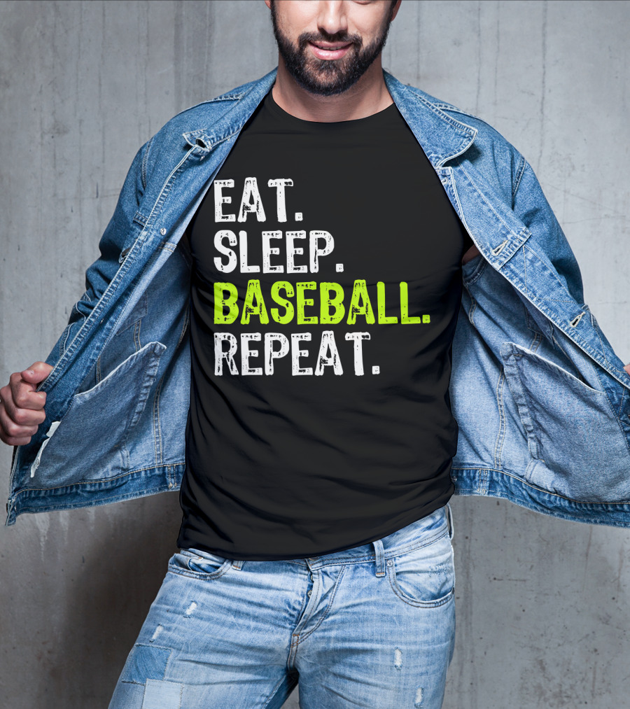 Eat Sleep Baseball Repeat Funny Cool Player Coach T-Shirt