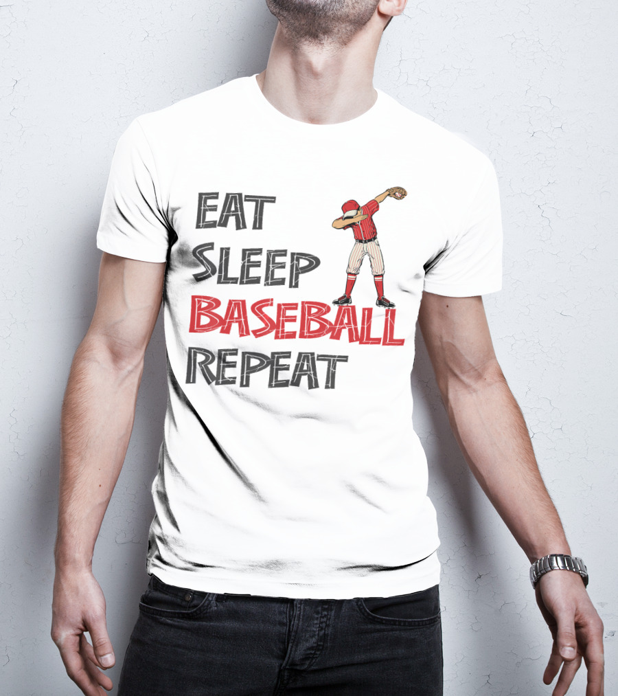 Eat Sleep Baseball Repeat Dabbing Player T-Shirt