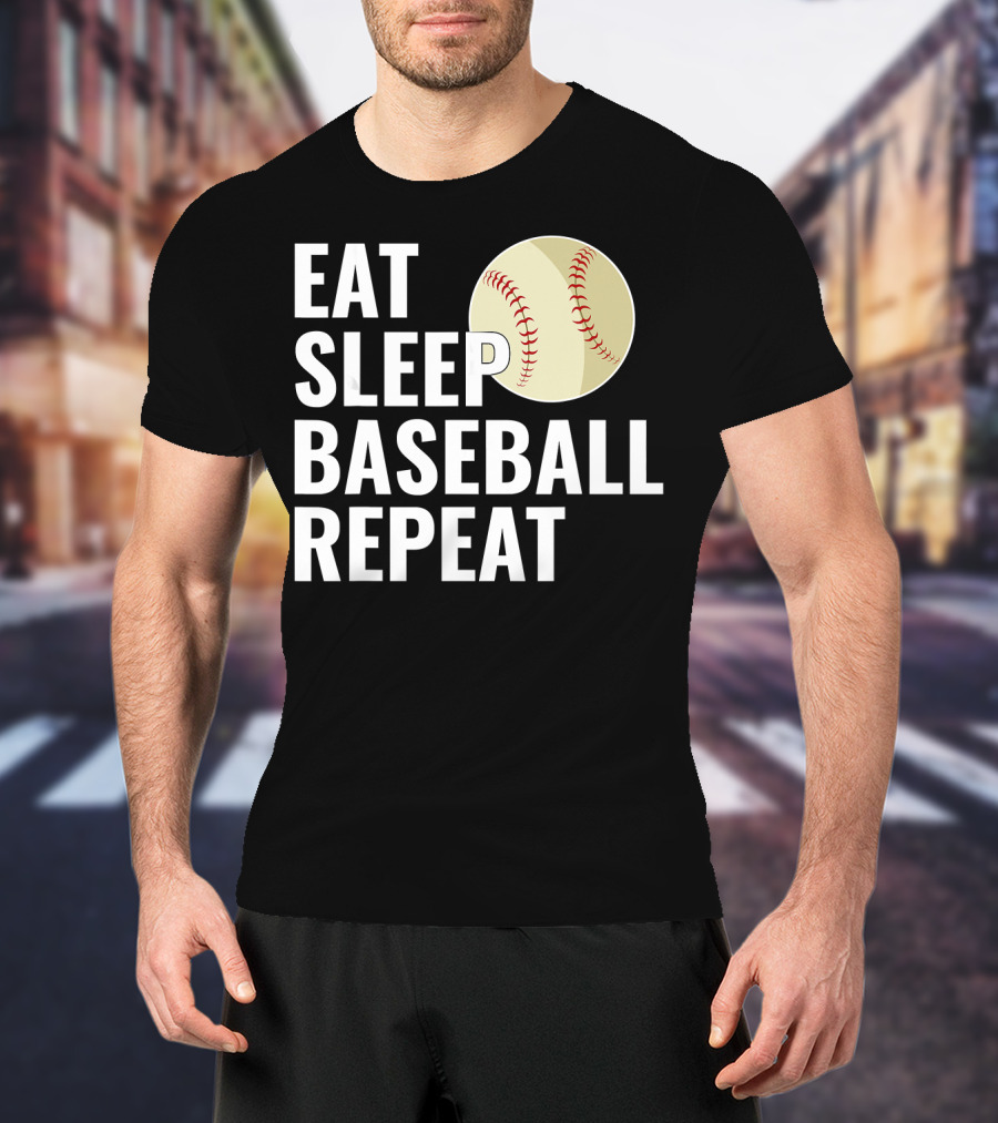 Eat Sleep Baseball Repeat Men Kid Bo Sports Lifestyle T-Shirt