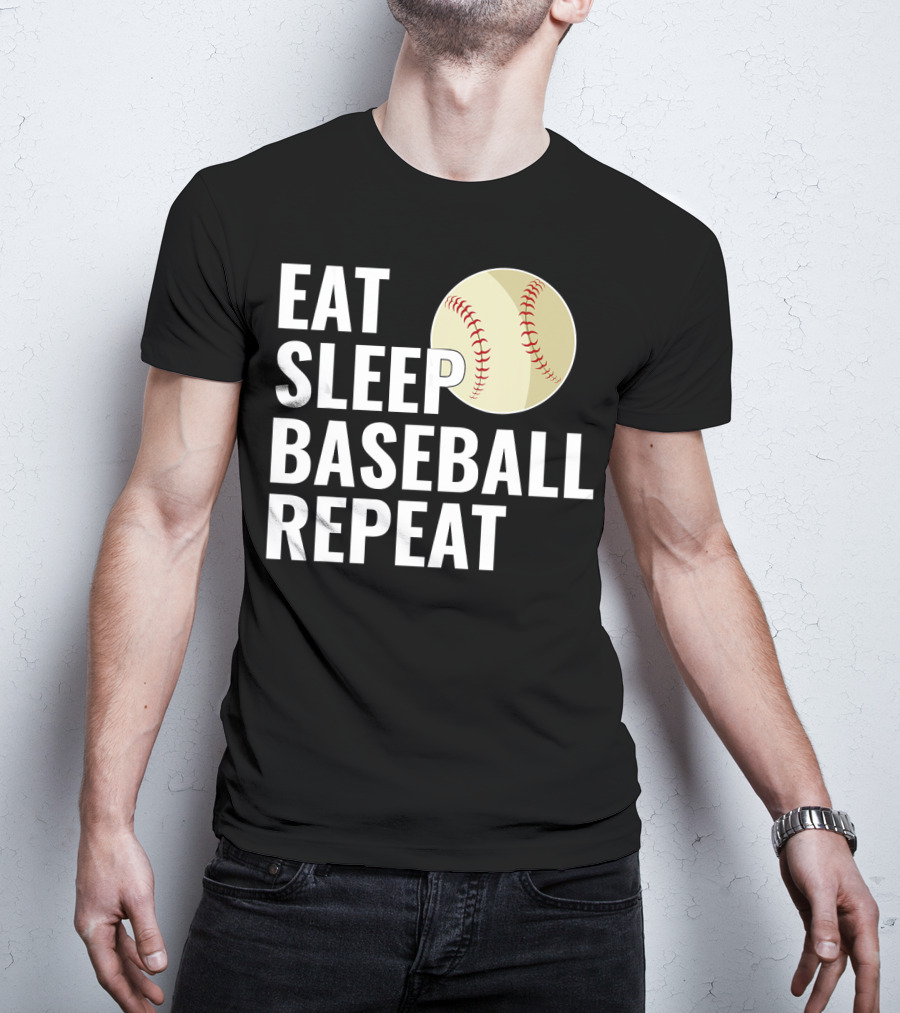 Eat Sleep Baseball Repeat Men Kid Bo Sports Lifestyle T-Shirt