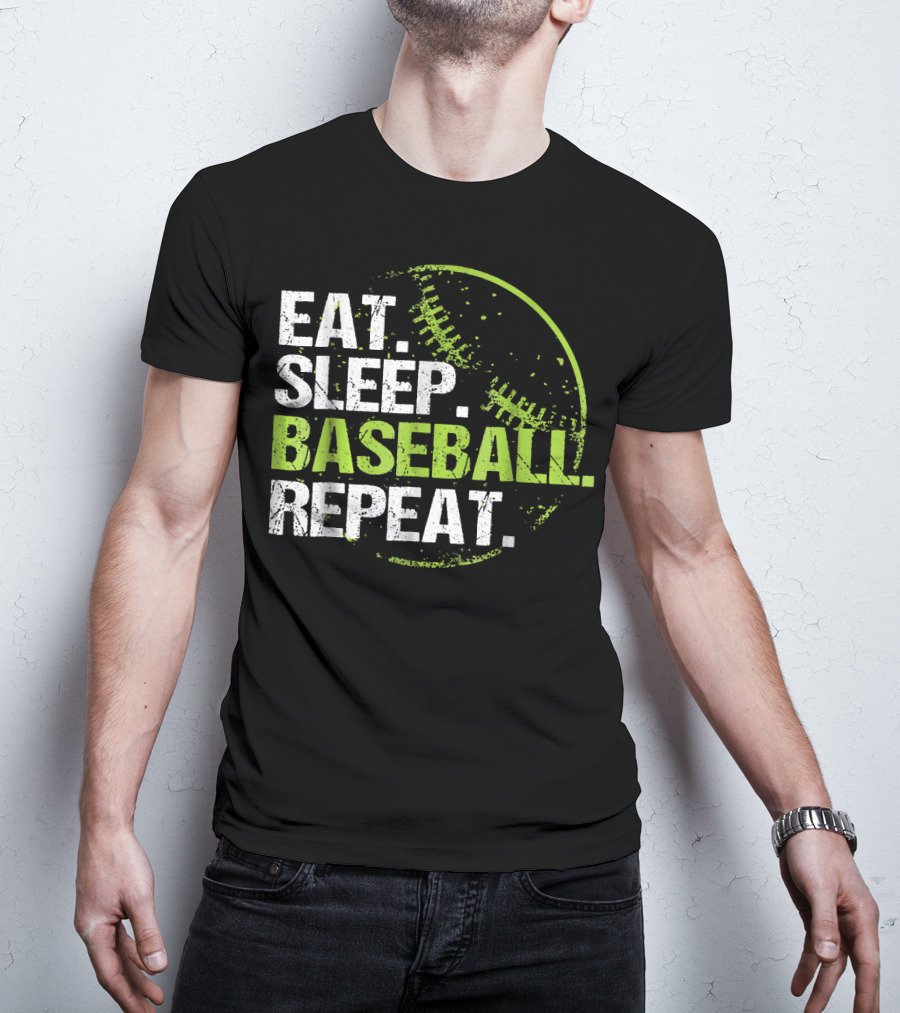 Eat Sleep Baseball Repeat Practice Training T-Shirt