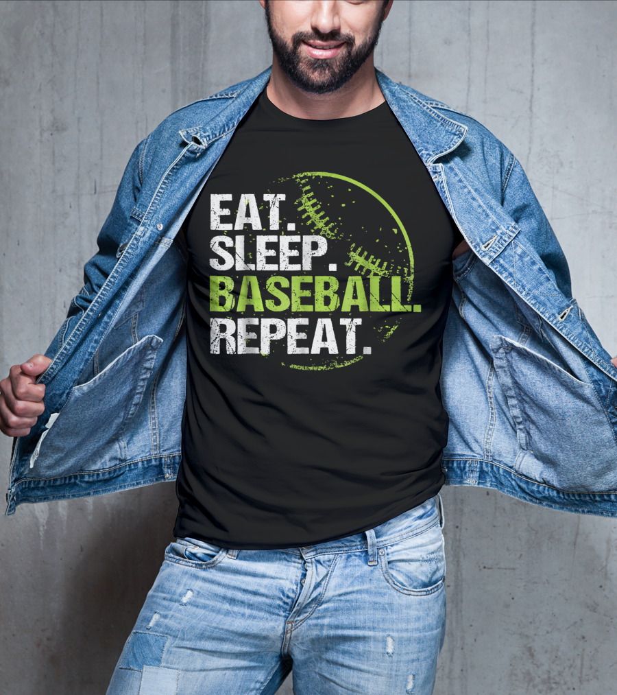 Eat Sleep Baseball Repeat Practice Training T-Shirt