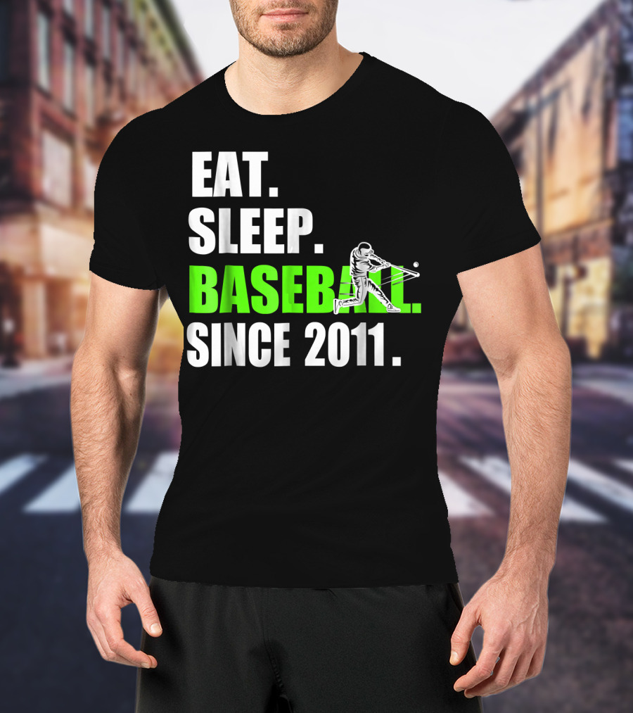 Eat Sleep Baseball Since 2011 Batter Swinging T-Shirt