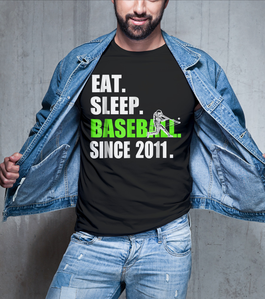 Eat Sleep Baseball Since 2011 Batter Swinging T-Shirt