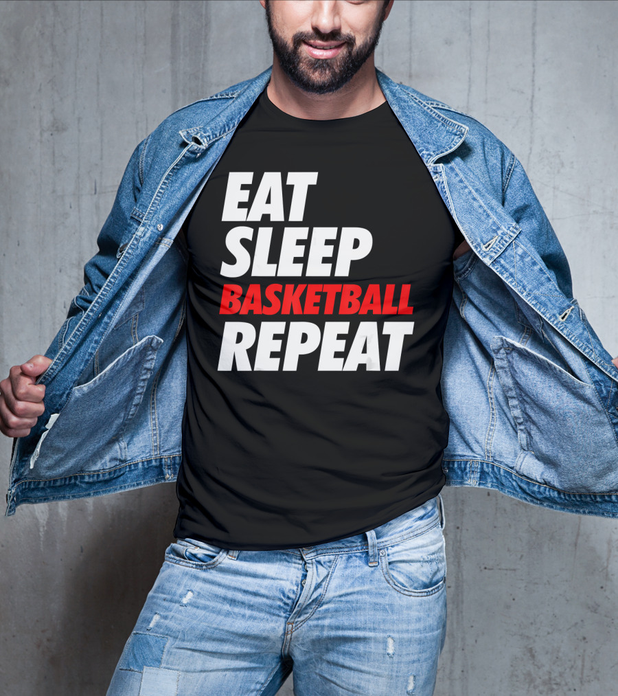 Eat Sleep Basketball Repeat Sports Fan Lifestyle Mantra T-Shirt