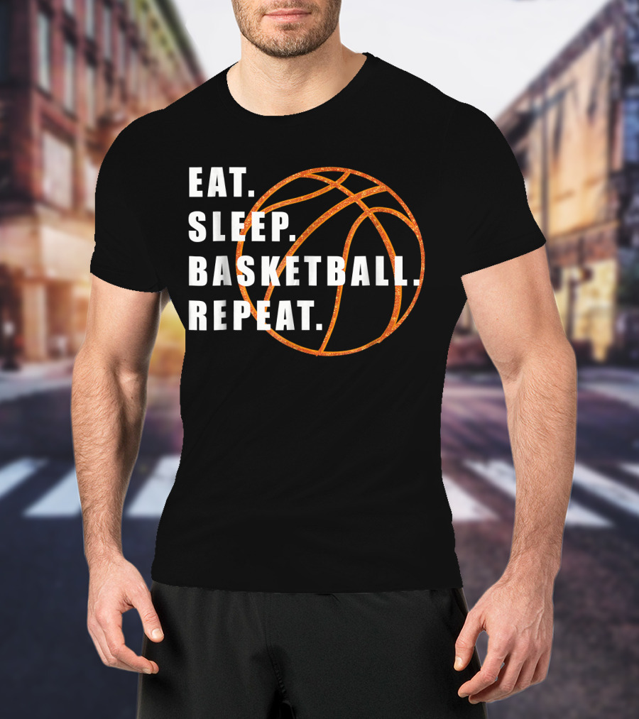 Eat Sleep Basketball Repeat Basketball Lines T-Shirt