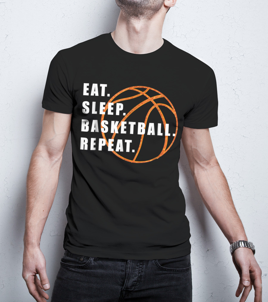Eat Sleep Basketball Repeat Basketball Lines T-Shirt