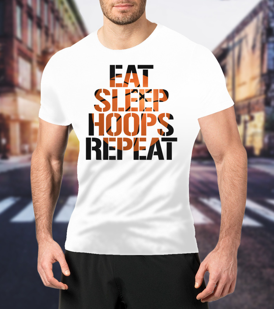 Eat Sleep Hoops Repeat Basketball Orange T-Shirt