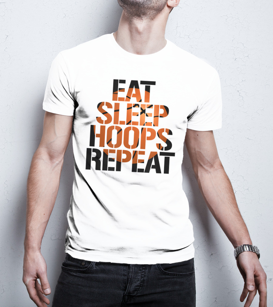 Eat Sleep Hoops Repeat Basketball Orange T-Shirt