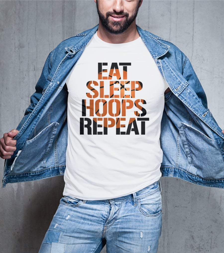 Eat Sleep Hoops Repeat Basketball Orange T-Shirt