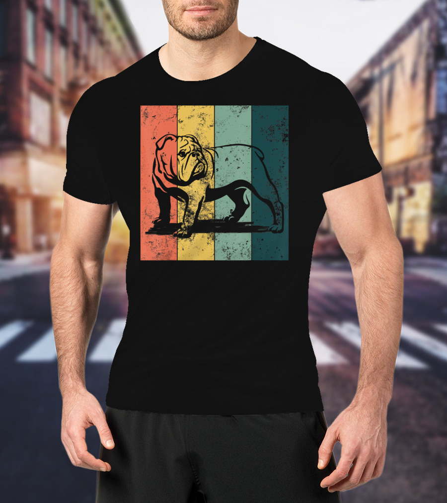 English Bulldog Vintage Stripe T-Shirt