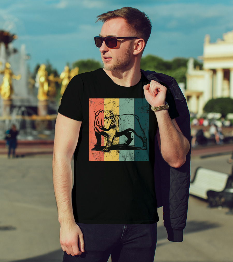 English Bulldog Vintage Stripe T-Shirt