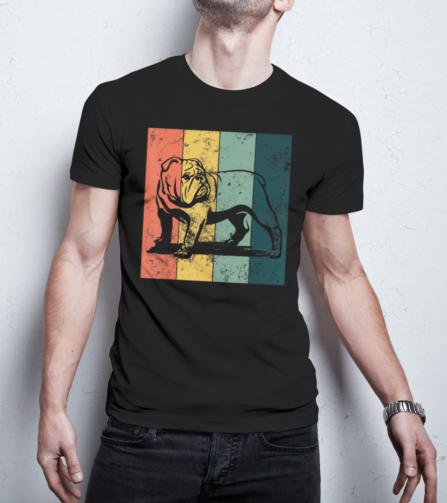 English Bulldog Vintage Stripe T-Shirt
