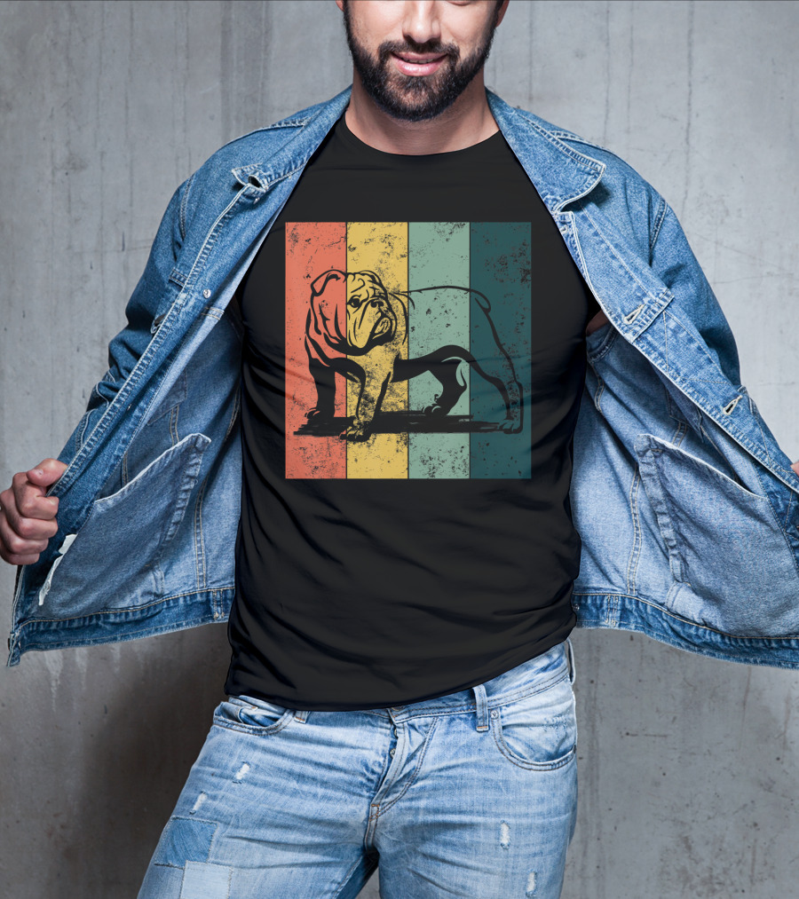 English Bulldog Vintage Stripe T-Shirt