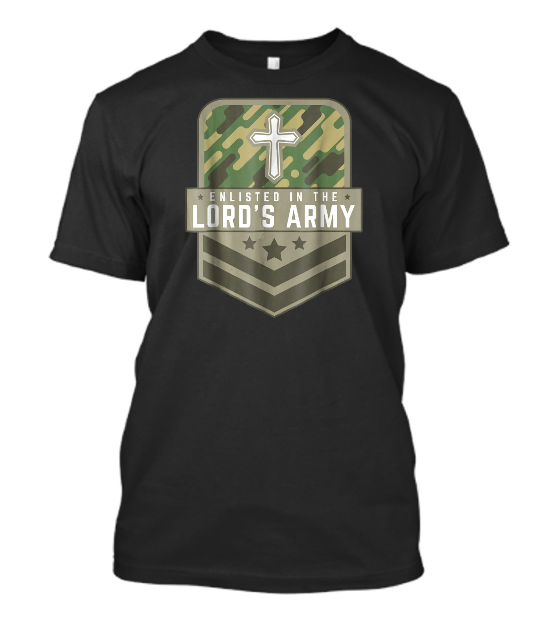 Enlisted In The Lord's Army Camo Cross Faith Religious T-Shirt