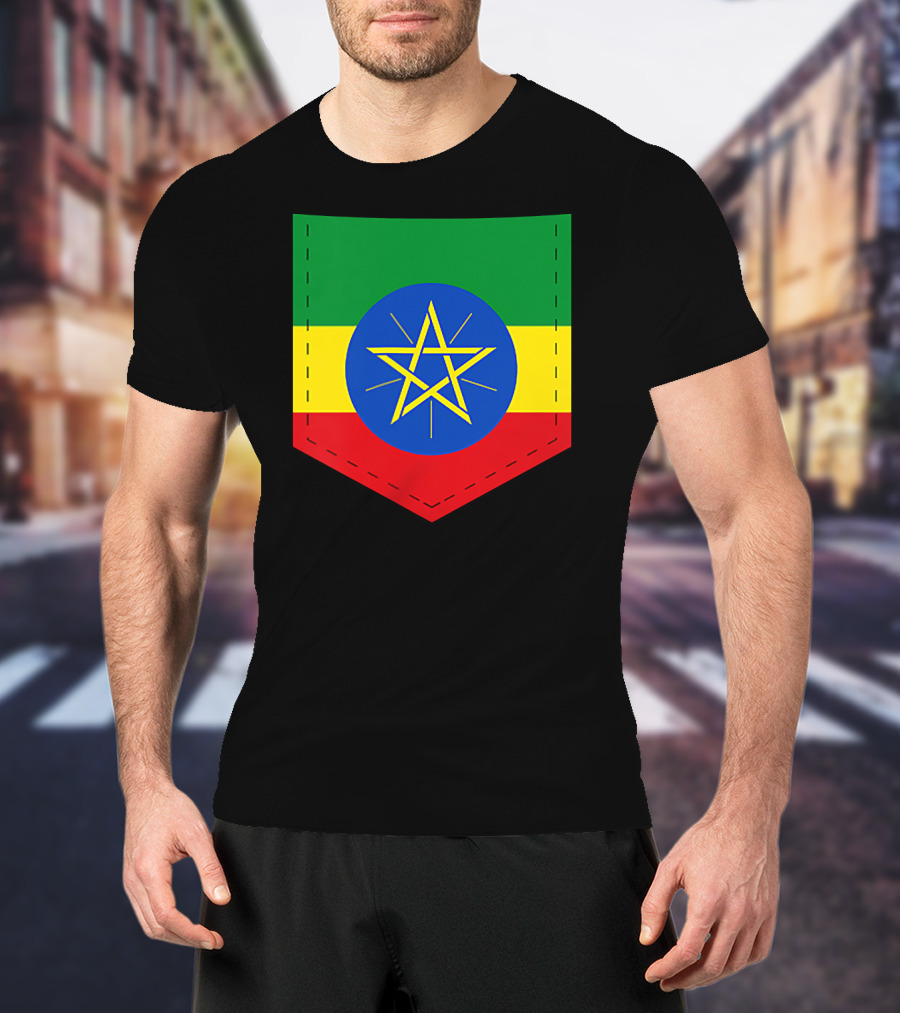 Ethiopia Flag Green Yellow Red With Blue Circle And Star T-Shirt
