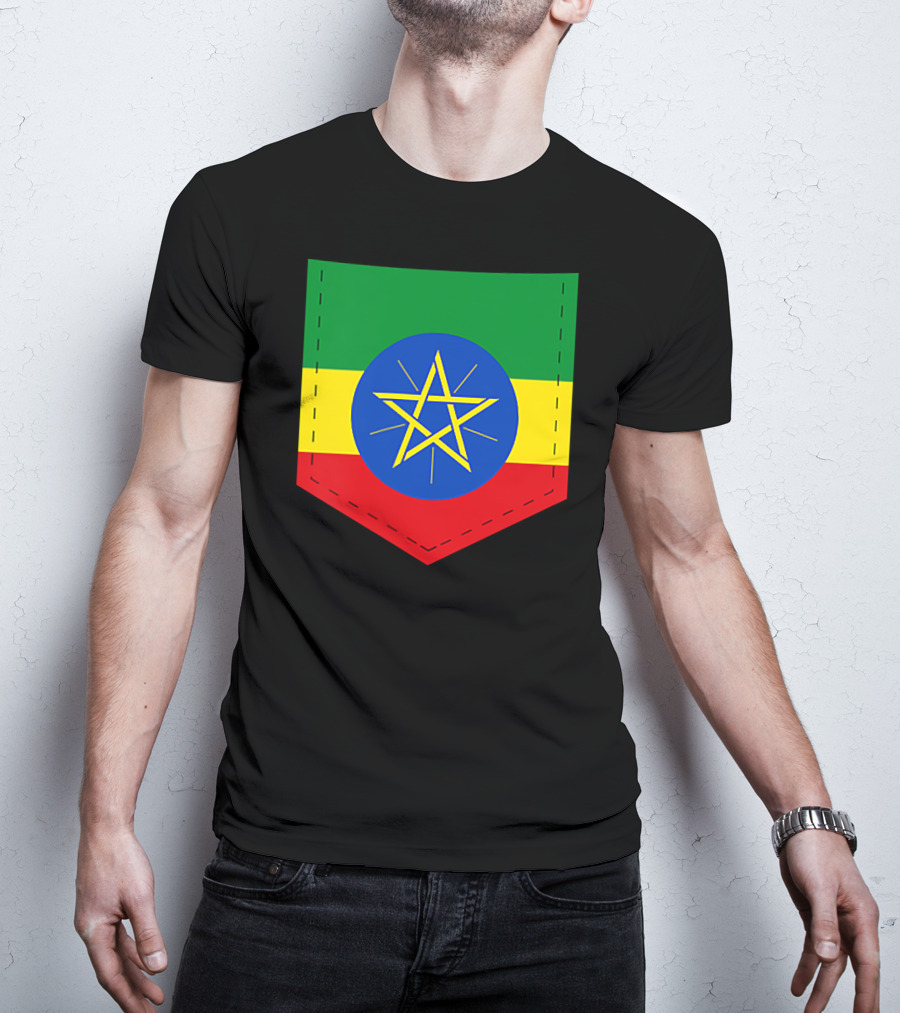 Ethiopia Flag Green Yellow Red With Blue Circle And Star T-Shirt
