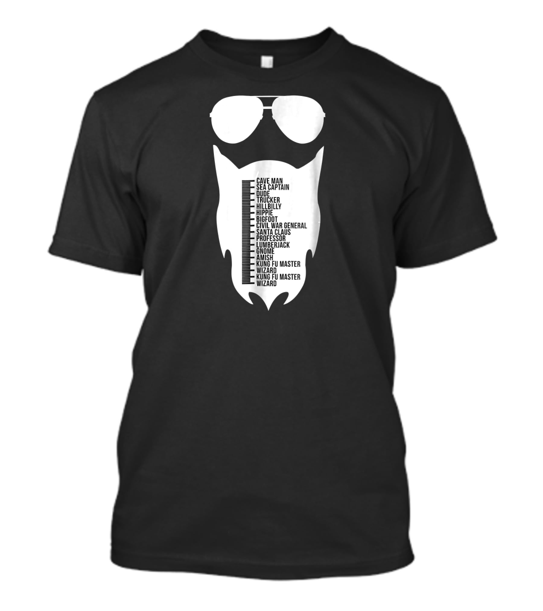 Cave Man To Wizard Beard Length Chart With Sunglasses T-Shirt