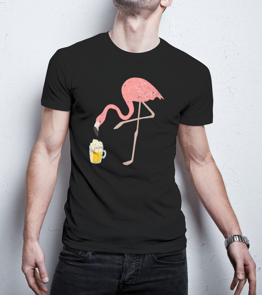 Flamingo Beer Love Bird Drinking T-Shirt
