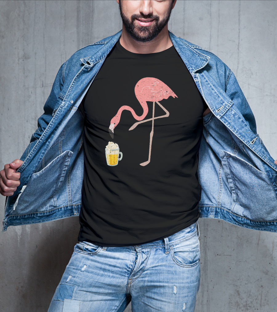 Flamingo Beer Love Bird Drinking T-Shirt