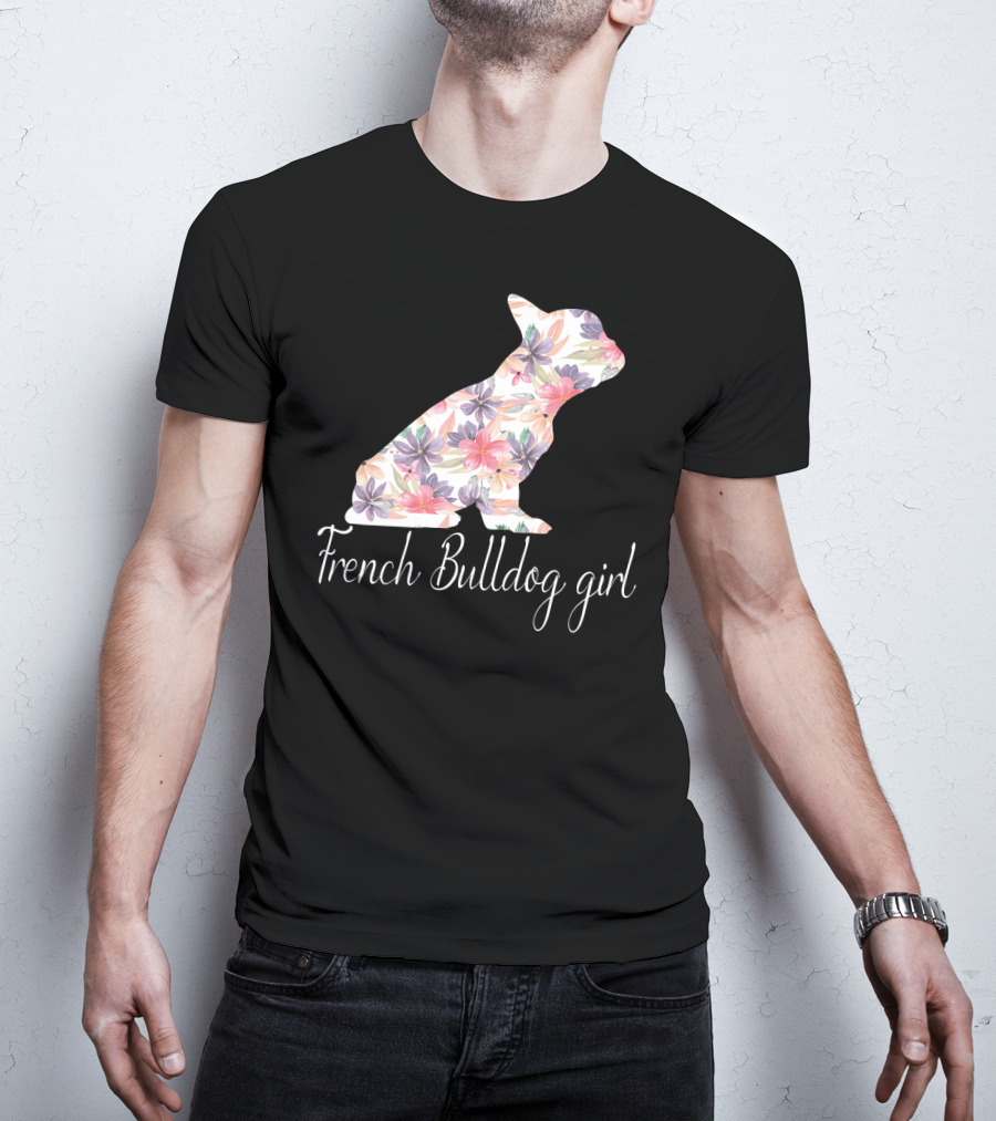 Floral French Bulldog Girl Love T-Shirt