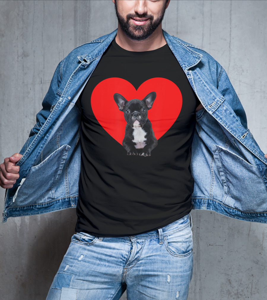 French Bulldog Puppy Inside Red Heart Shape T-Shirt