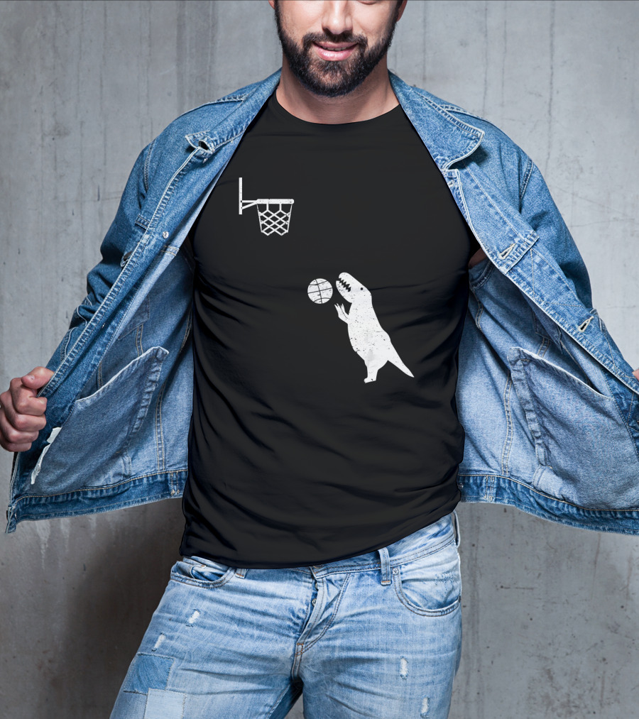Funny Basketball Dinosaur Rex Throwin' Slam Dunk T-Shirt