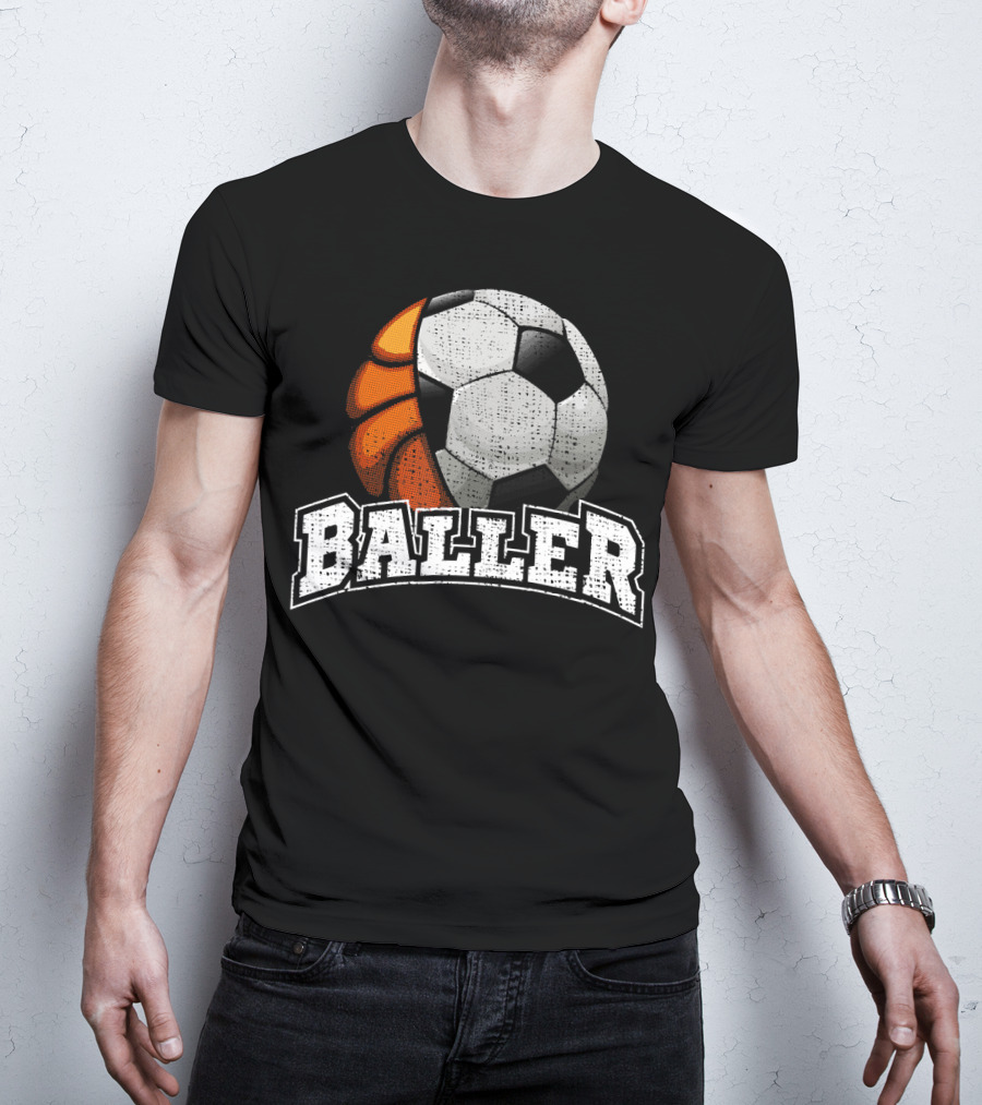 Baller Funny Basketball Soccer Player Fusion T-Shirt