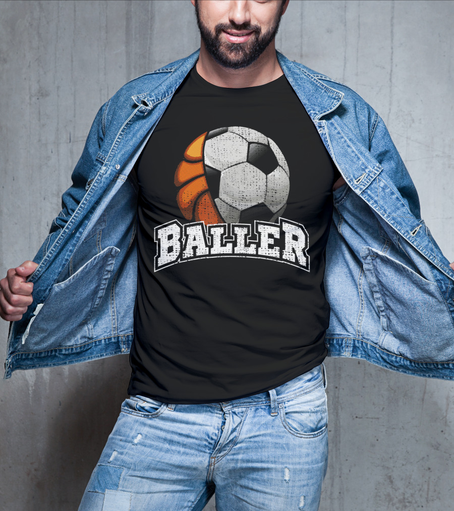 Baller Funny Basketball Soccer Player Fusion T-Shirt