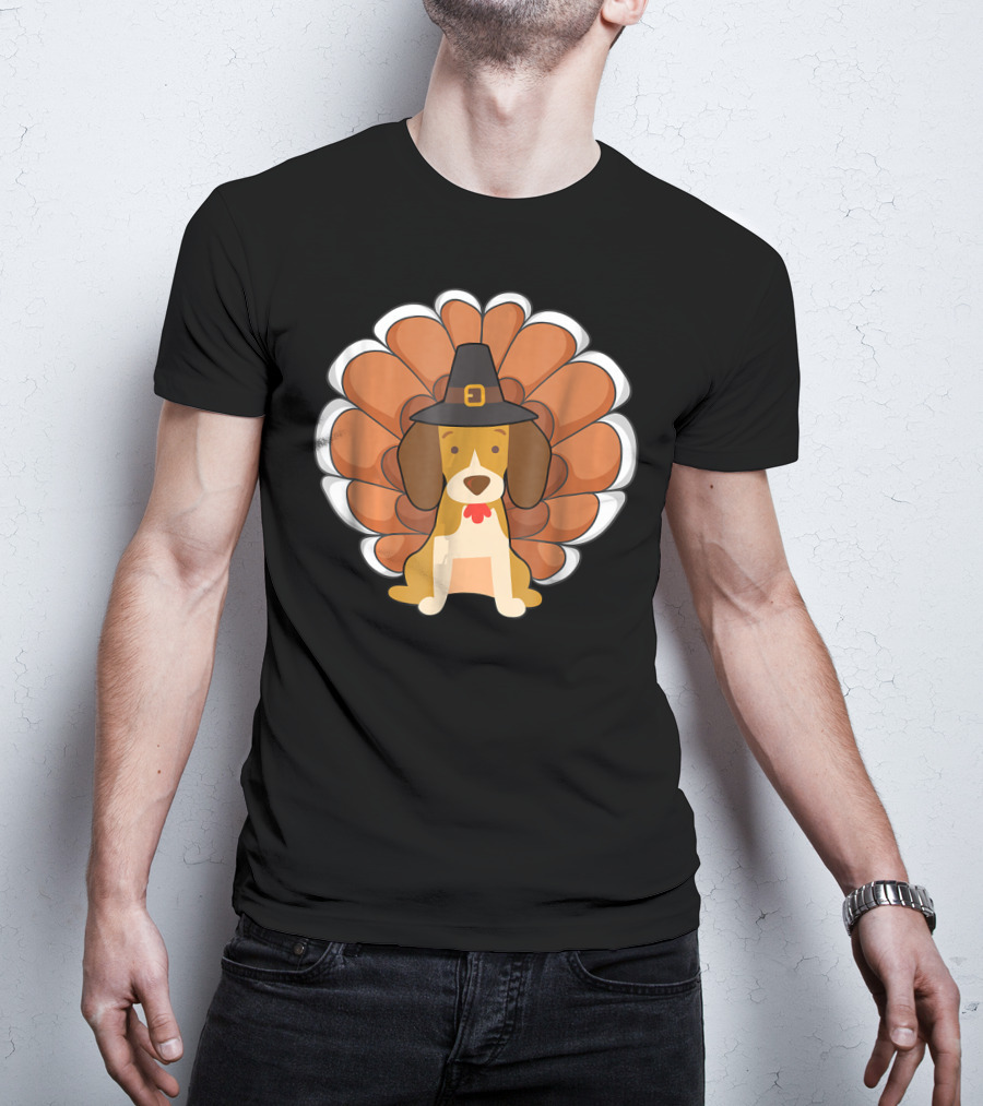Funny Beagle Turkey Thanksgiving Hat Humor T-Shirt