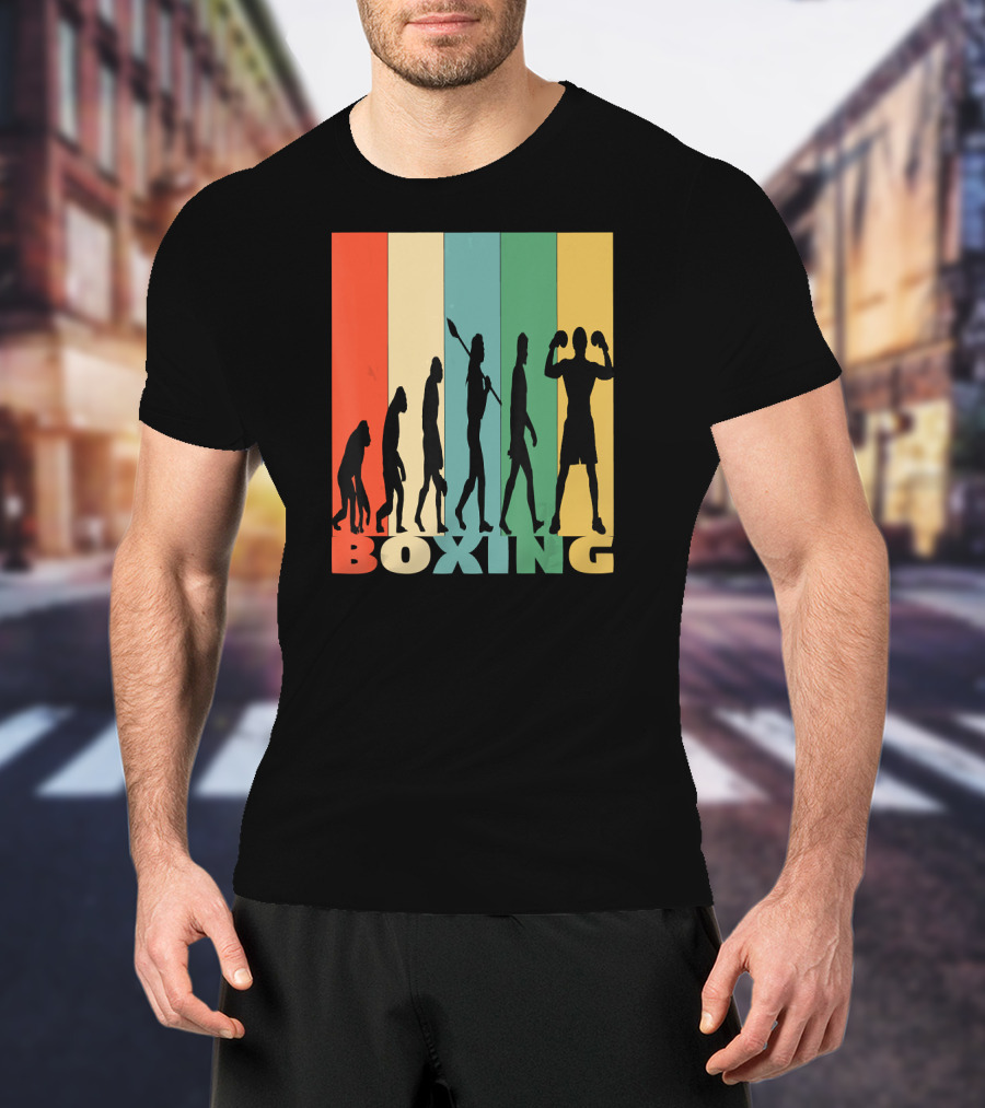 Boxing Evolution Vintage Silhouette Humor T-Shirt