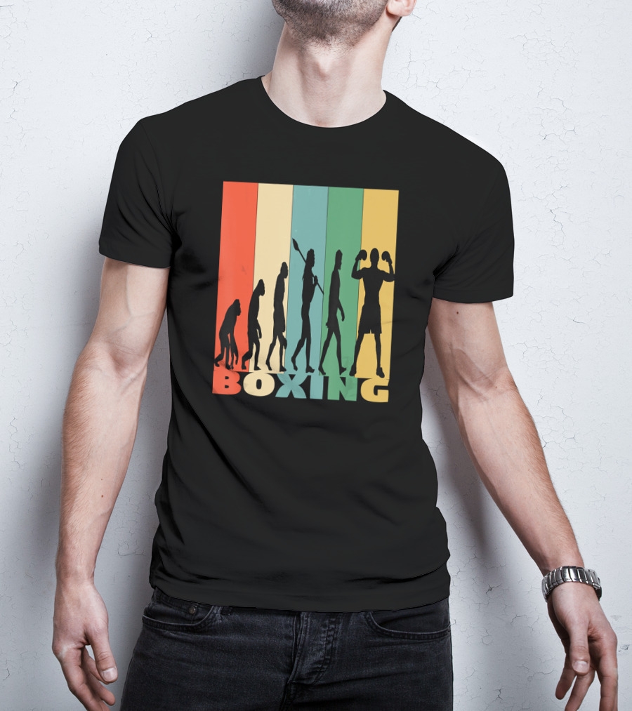 Boxing Evolution Vintage Silhouette Humor T-Shirt