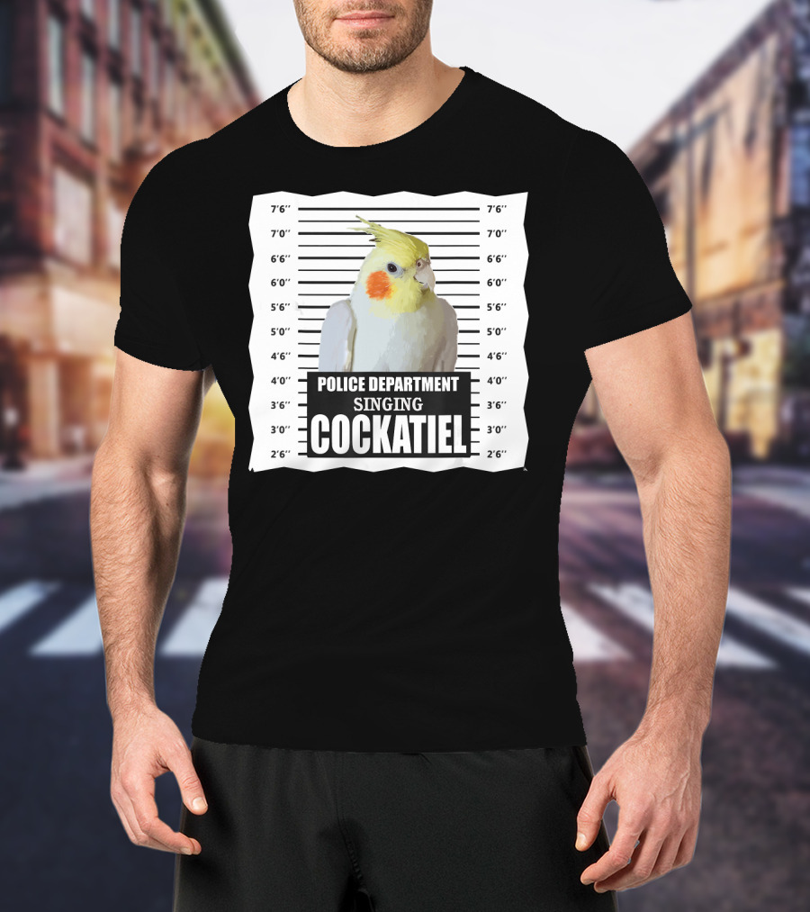 Police Department Singing Cockatiel Mugshot T-Shirt