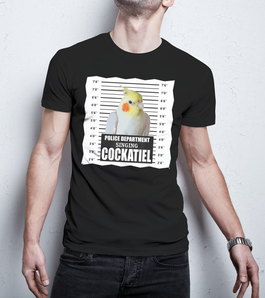 Police Department Singing Cockatiel Mugshot T-Shirt