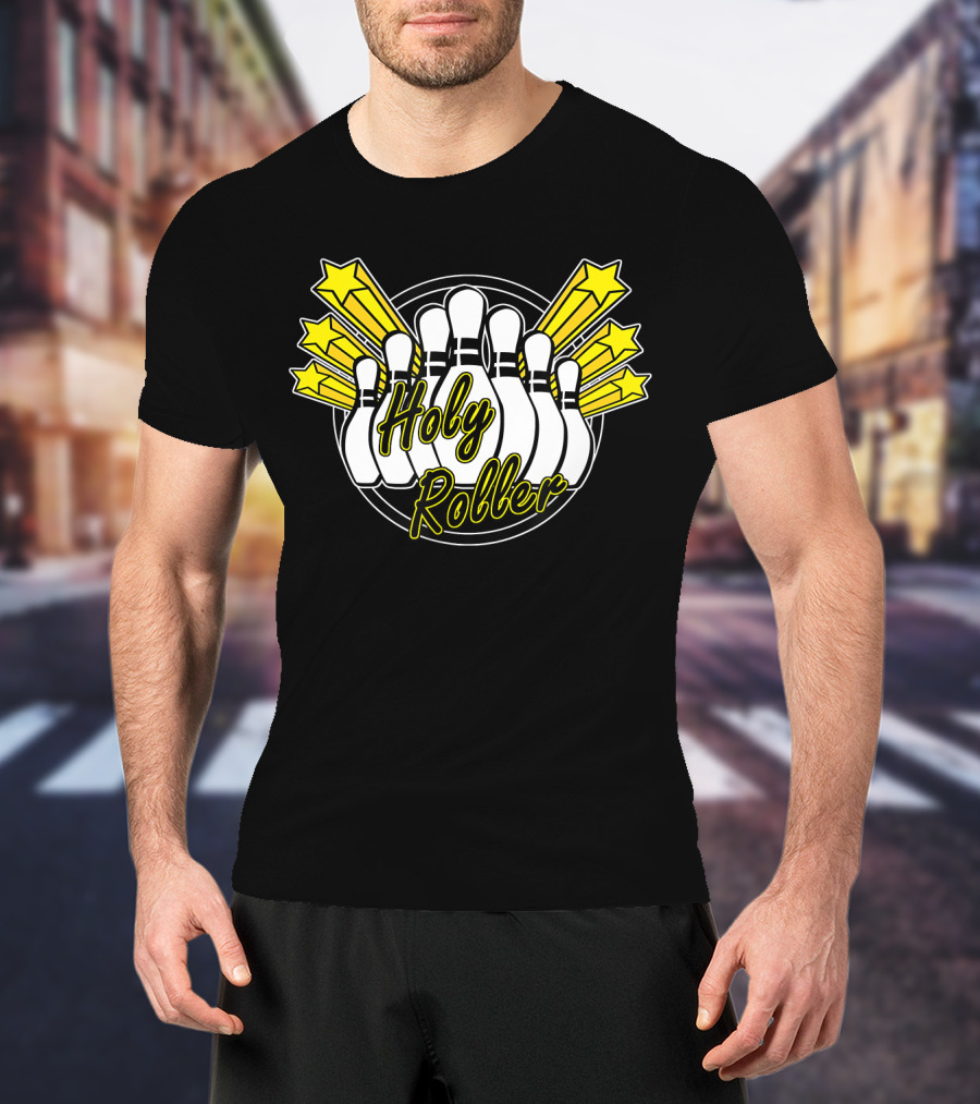 Holy Roller Bowling Pin Stars Retro Funny T-Shirt