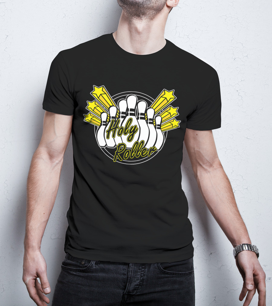 Holy Roller Bowling Pin Stars Retro Funny T-Shirt