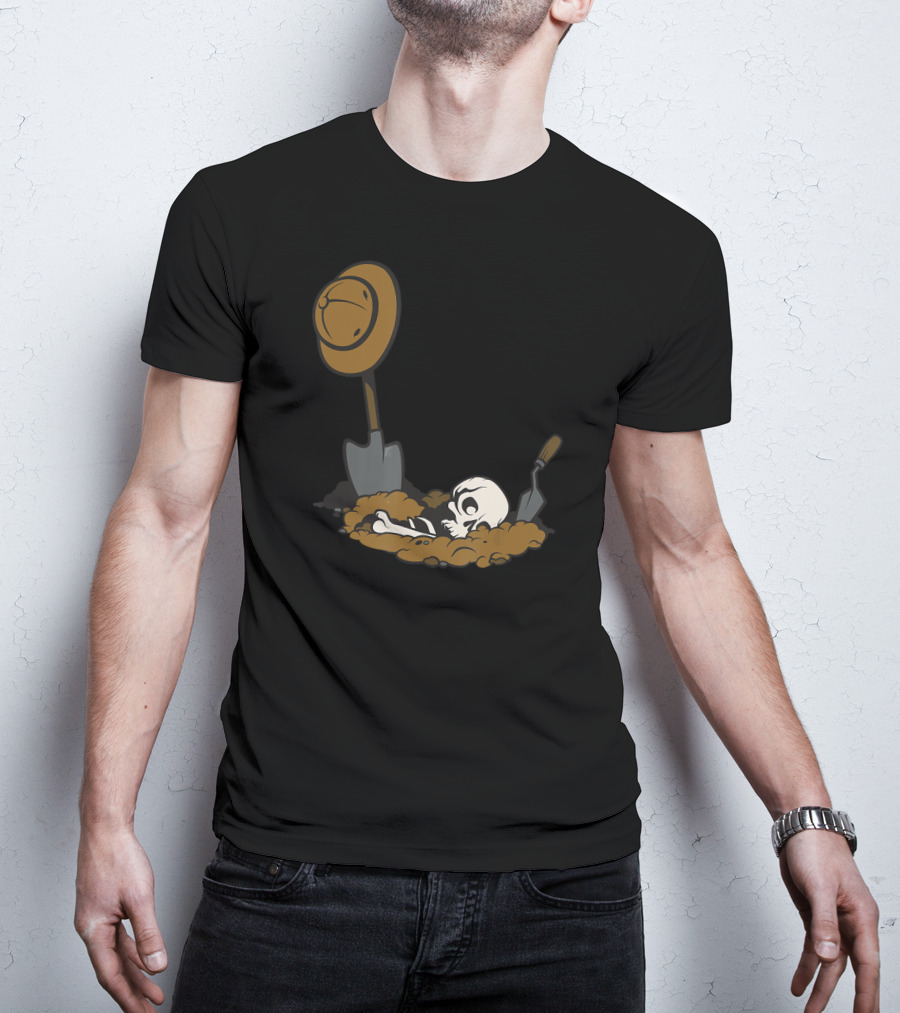 Funny Skull Archaeology Digging Scene T-Shirt