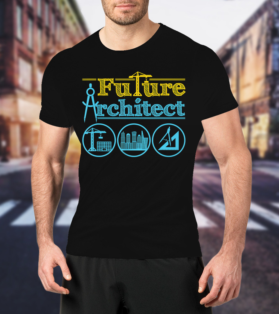 Future Architect Architecture Crane Compass Skyline Drafting T-Shirt
