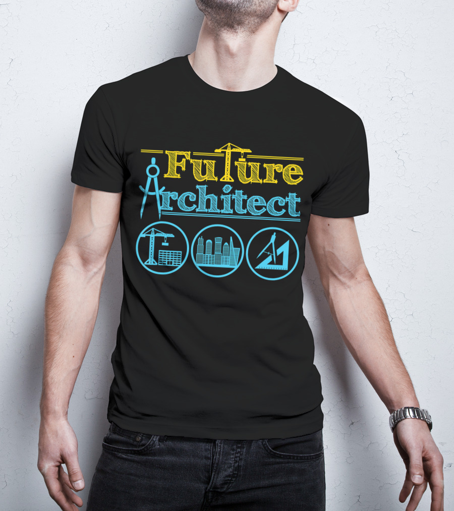 Future Architect Architecture Crane Compass Skyline Drafting T-Shirt