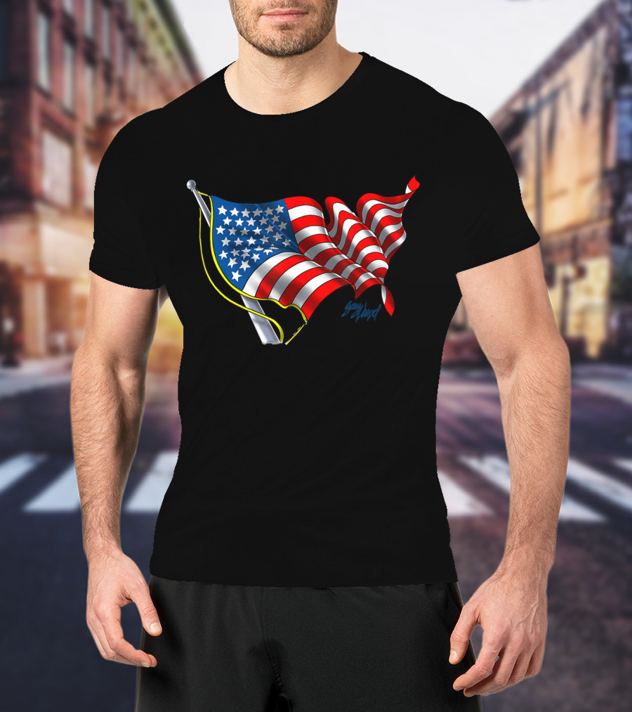 God Bless America Flag Waving T-Shirt