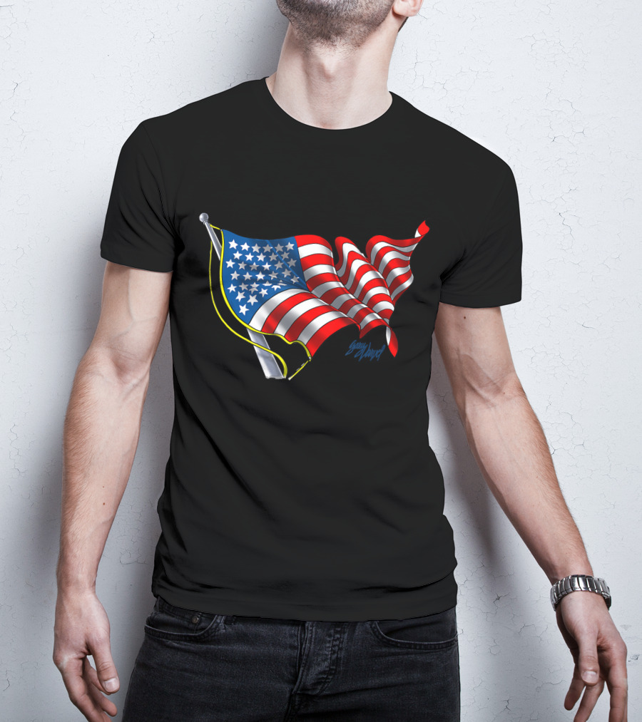 God Bless America Flag Waving T-Shirt