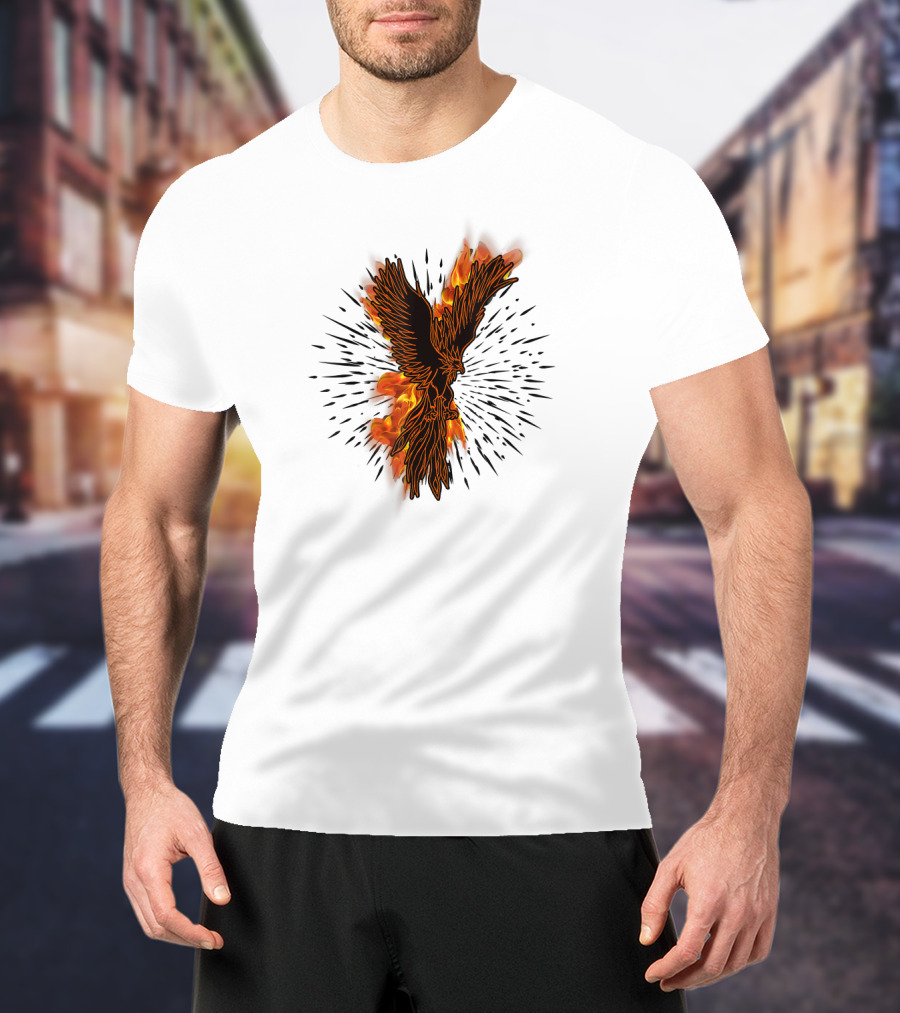Gothic Burning Phoenix Motorcycle Riders Wil Fire Bird Flames T-Shirt