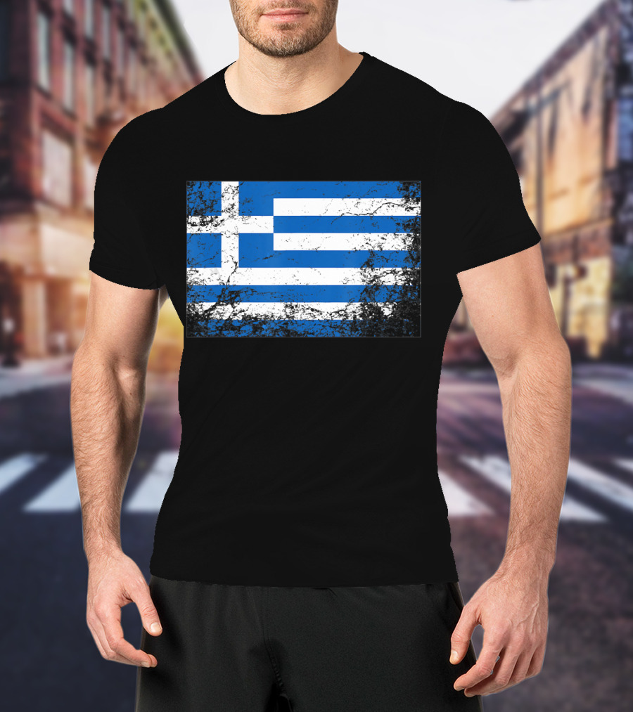 Distressed Vintage Greek National Flag T-Shirt