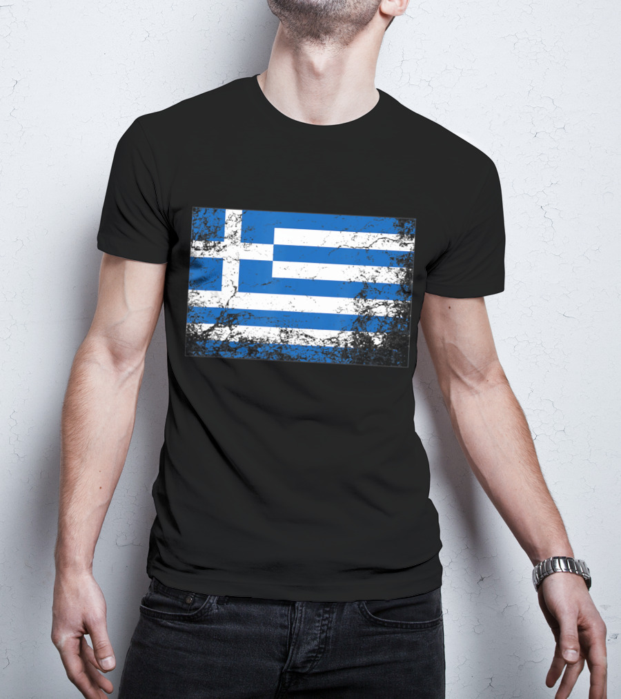 Distressed Vintage Greek National Flag T-Shirt