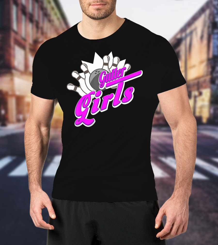 Gutter Girls Bowling Ball Pin Bowler Retro T-Shirt