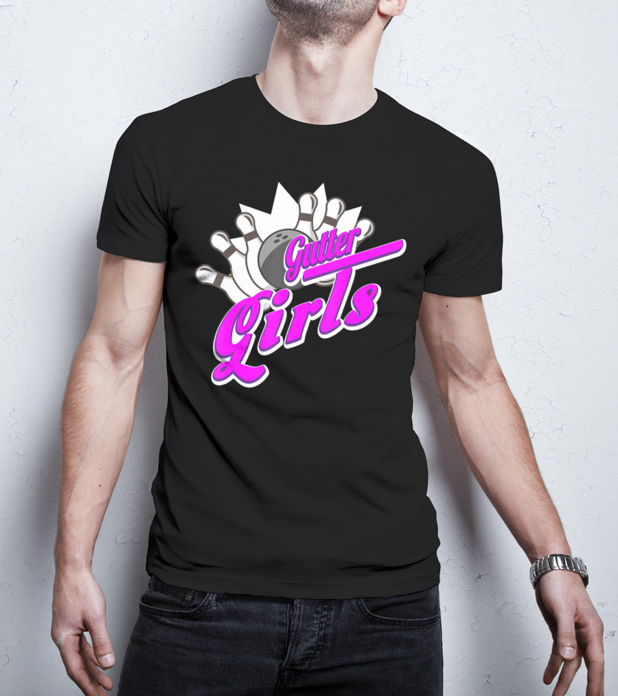 Gutter Girls Bowling Ball Pin Bowler Retro T-Shirt