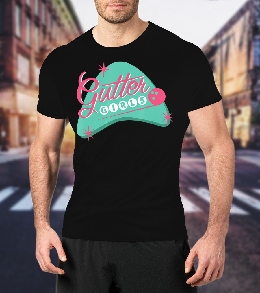Gutter Girls Bowling Team Retro Logo Pastel T-Shirt